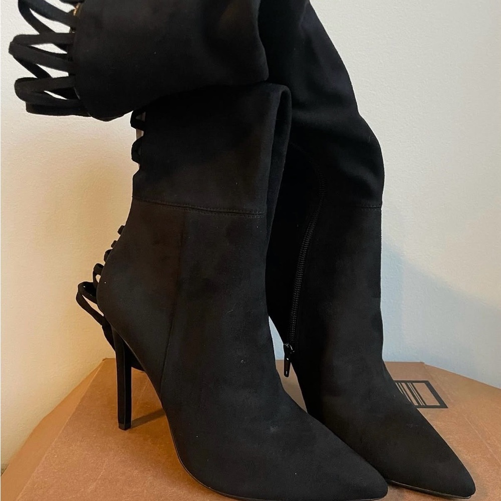 Black Over-the-Knee Women's Boots - Picture 3 of 5